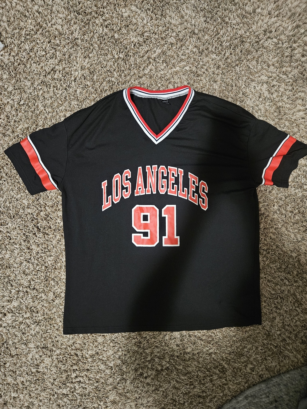 SHEIN Black & Red Los Angeles Jersey Tee